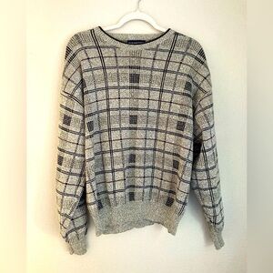 Vintage Roundtree and York Cosby Grandpa Sweater Men's Size Large Checker Plaid